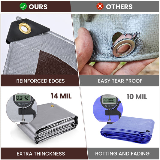 14 Mil Heavy Duty Tarp 8x10Ft