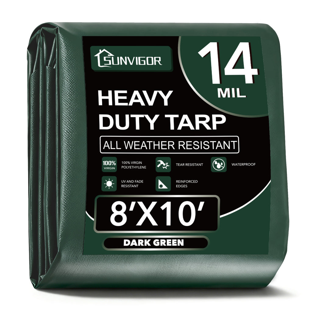 Sunvigor 14 Mil Heavy Duty Tarp - Water-Resistant Poly Cover