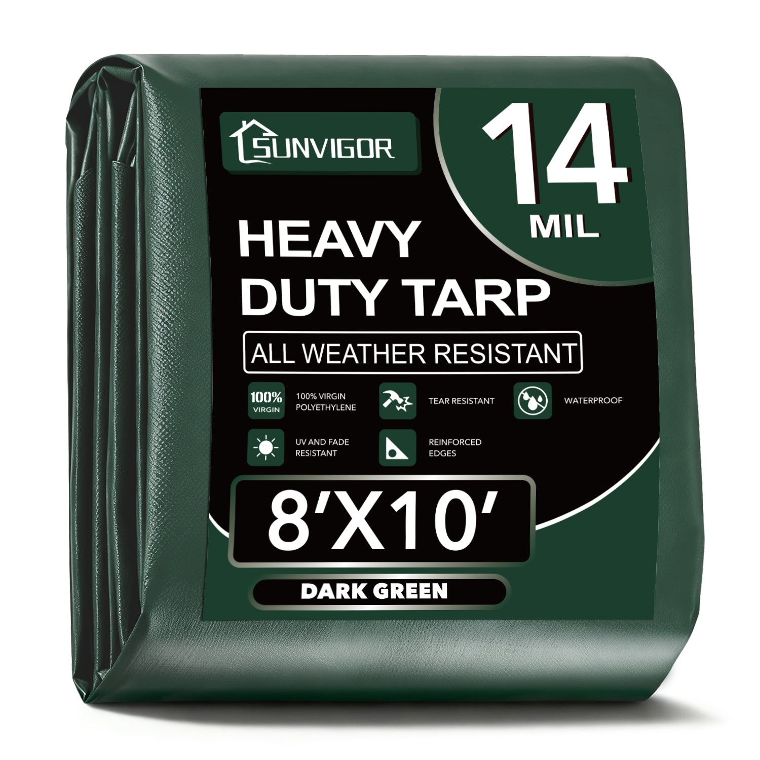 Sunvigor 14 Mil Heavy Duty Tarp - Water-Resistant Poly Cover