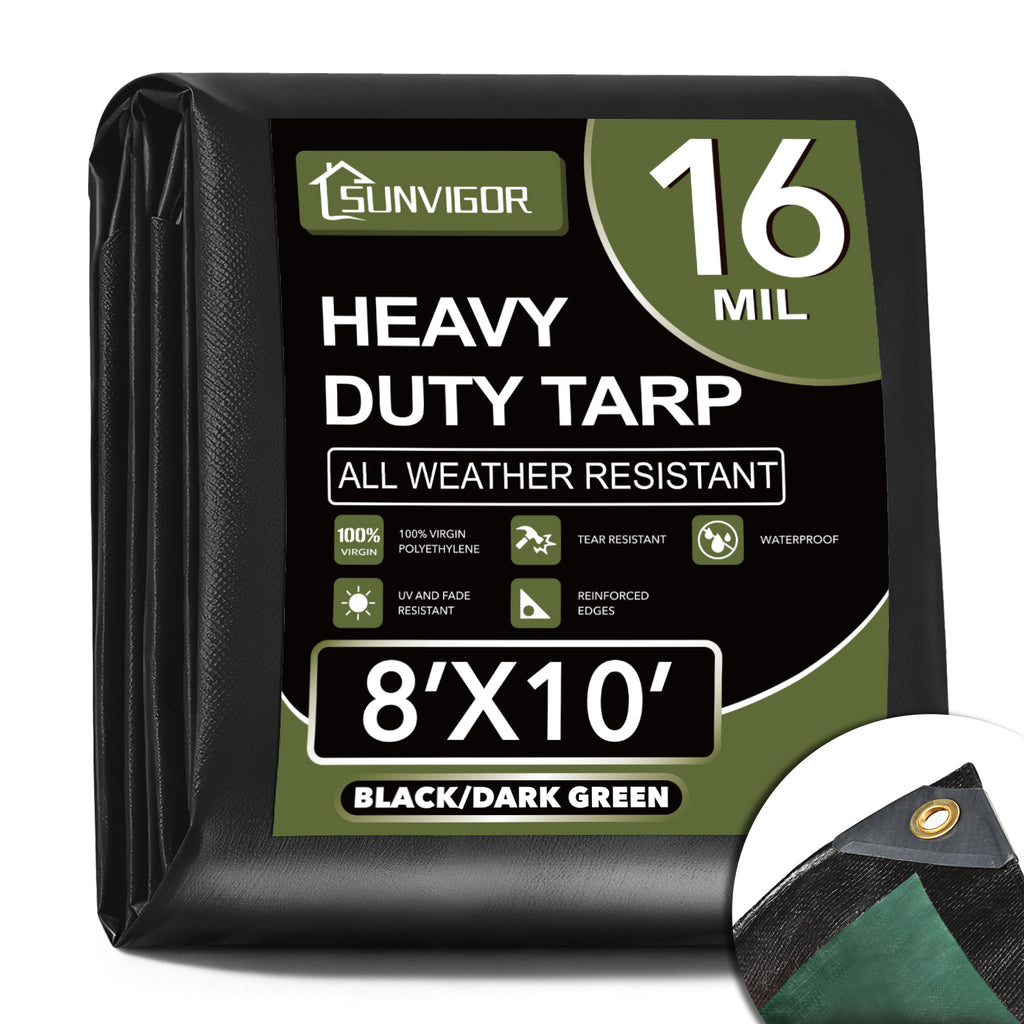 Sunvigor 16 Mil Heavy Duty Tarp - Water-Resistant Poly Cover