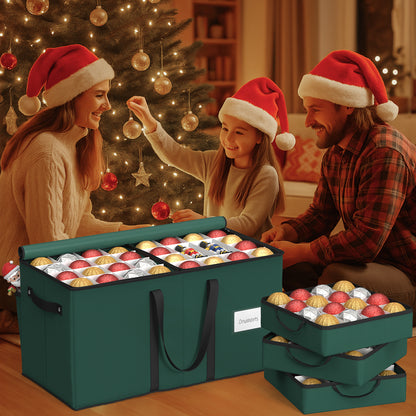 Christmas Ornament Storage Box with 8 Trays(Deep Green)