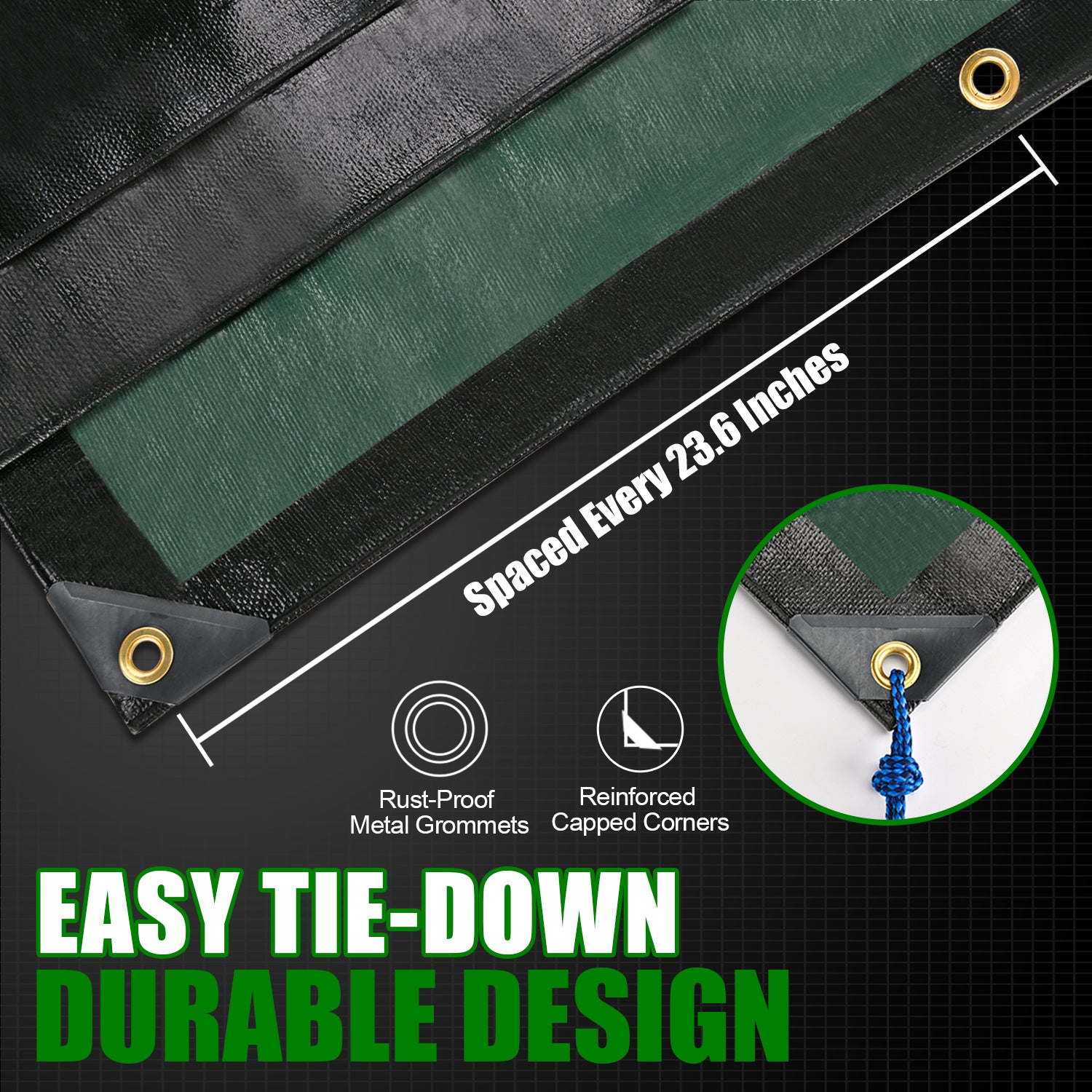 16 Mil Heavy Duty Tarp (Black/Green)
