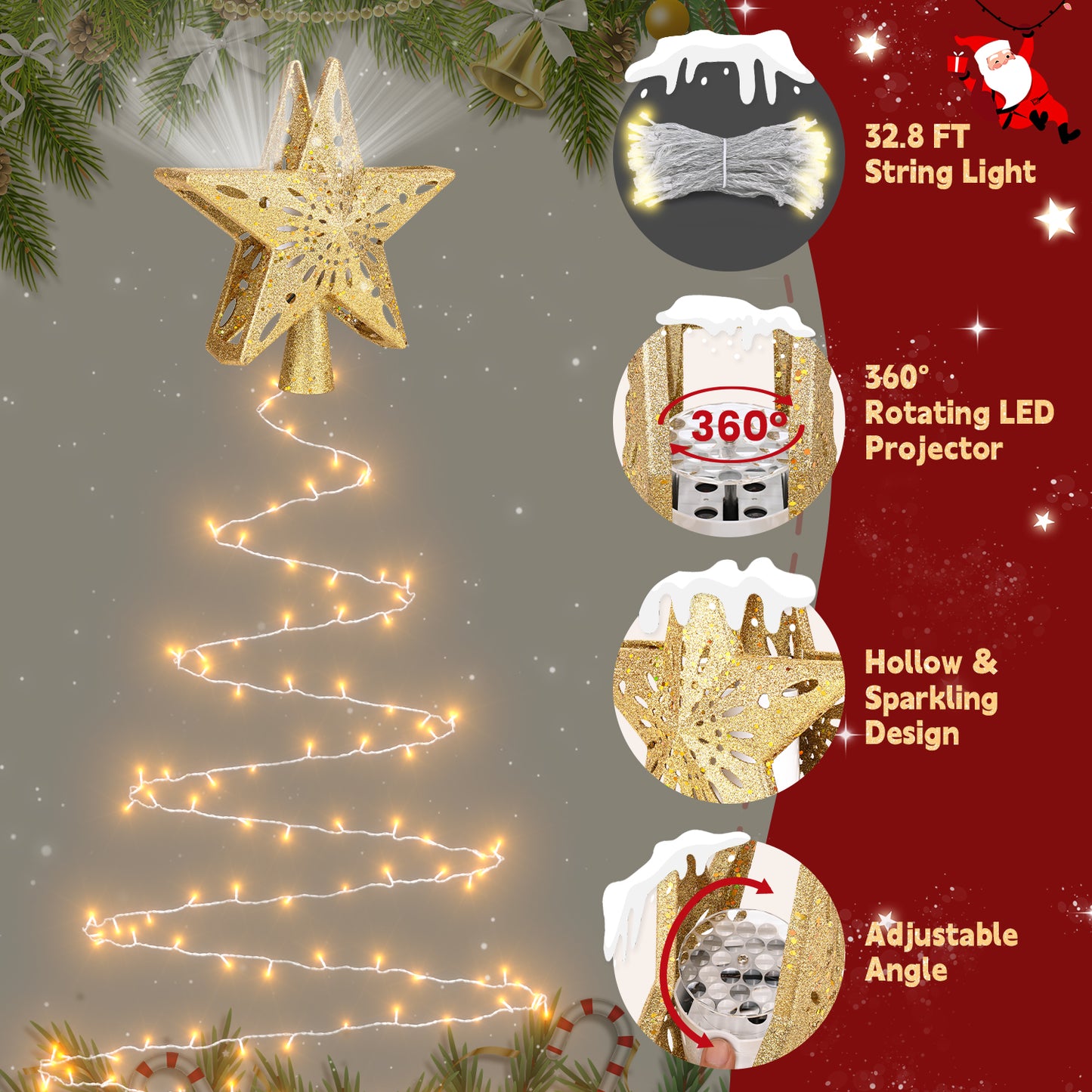 Christmas Tree Topper（Golden / Warm Light）