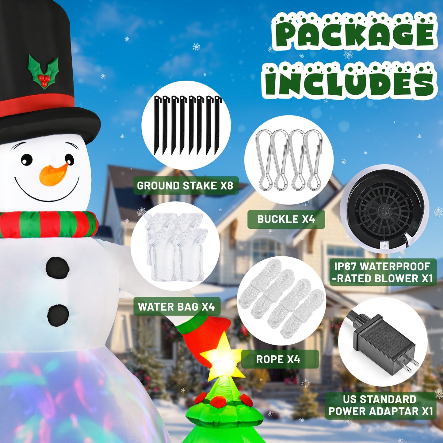 8FT Christmas Inflatables Snowman Outdoor Decorations