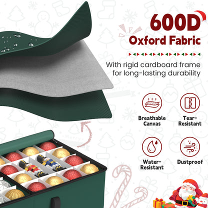Christmas Ornament Storage Box with 8 Trays(Deep Green)