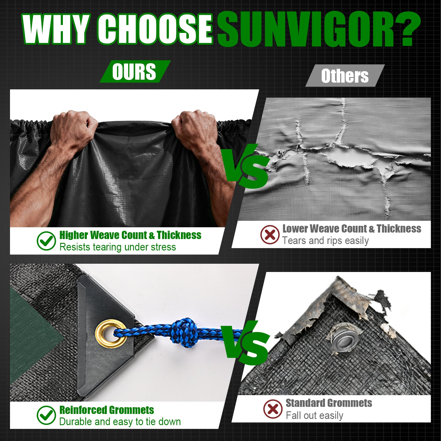 16 Mil Heavy Duty Tarp (Black/Green)